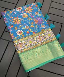 Sari de terciopelo con diseño de organza para fiesta de boda - Product Image 2