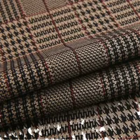 Tissu jersey tricoté 100% polyester 395 GSM à chevrons teint en fil pour vêtements, blazers et costumes