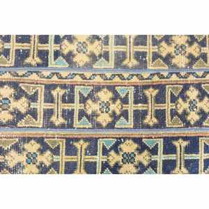 Alfombra turca amarilla Vintage de 1,9x3,6 pies, detalles azules, decoración Bohemia clásica, diseño de retazos, Material de lana, respaldo de látex para adolescentes - Product Image 5