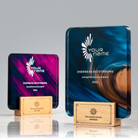 Trophée en cristal rectangulaire personnalisé en usine, gravé au laser, impression UV, comme cadeau souvenir