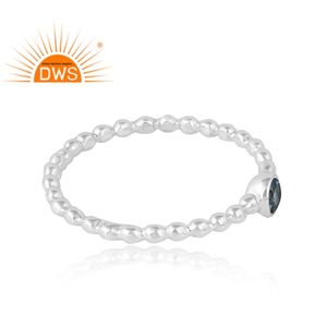 Meilleure vente 925 argent Sterling fin naturel Londres bleu topaze pierre précieuse bague empilable bijoux personnalisés pour les femmes cadeau pour elle - Product Image 3