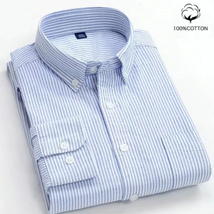 Men's Slim Fit <b>Dress</b> <b>Shirts</b> Striped Pattern 100% Cotton Oxford Poplin Anti-Wrinkle Eco-Friendly Full Sleeve Summer Business - Product Image 4