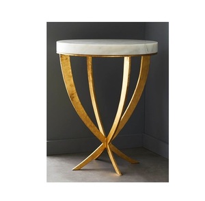 Modern Contemporary Handcrafted <b>Tall</b> Brass Side Table With Marble Top Used for Classic Minimalist Interior Decoration Furniture - Product Image 2