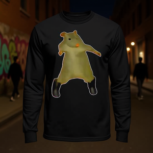2025 Trendy Long Sleeve <b>T</b>-<b>Shirt</b> Rats Dance <b>Meme</b> Promotional Customizable <b>Shirt</b> - Product Image 3