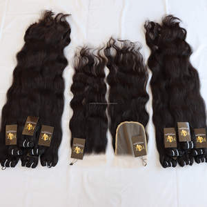 Mechones de cabello humano virgen Natural peruano, extensiones de cabello Natural liso con cierre Hd, proveedor de cabello humano sin procesar - Product Image 1