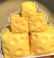 Grand cube de fromage jaune moelleux anti-stress, jouet à presser à rebond lent, jouet géant en forme de fromage, en matériau TPR