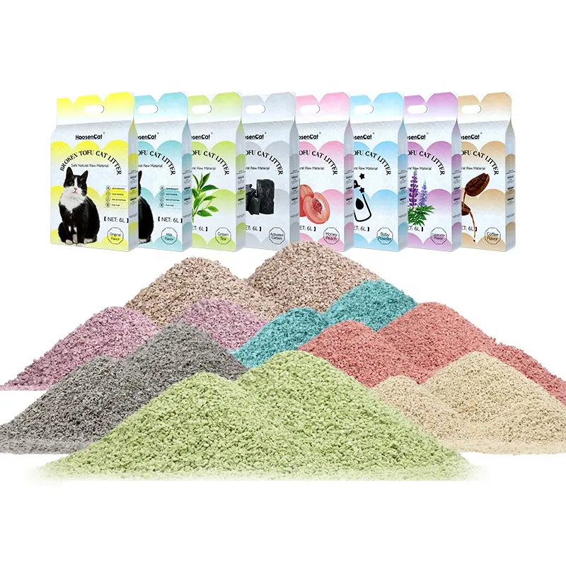 BSCI Tofu lettiera per gatti fabbrica OEM ODM prezzo basso vendita calda forte deodorizzazione agglomerante lettiera per gatti rotta sabbia per gatti