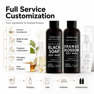 Duo <span class=keywords><strong>de</strong></span> gels douche à marque privée, faible MOQ, savon noir africain personnalisé, gel douche fleur d'oranger, ensemble OEM ODM, usine - Product Image 4