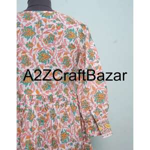 Robe décontractée mi-longue en coton à manches longues et col en V pour femme, imprimé floral numérique, taille naturelle, pour les occasions de fête, lavable, en stock - Product Image 6