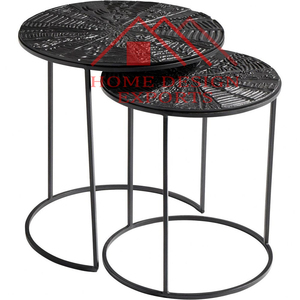 Lot de 3 tables gigognes en métal, acier inoxydable, dessus en métal Meubles de salon modernes au prix de gros - Product Image 2