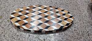 Incrustaciones de madera de acacia y resina hechas a mano con tabla de quesos de madera rectangular Diseño elegante de incrustaciones aleatorias para verduras y queso - Product Image 5