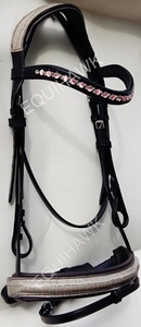 Bride en cuir de cheval avec extra rembourré sur muserolle clignotant bandeau rembourré Nouveau design casque en cuir Bride de cheval - Product Image 5