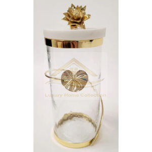 New Food and <b>Masala</b> Storage Container and Canister Kitchenware Tabletop Decorative Spice <b>Box</b> With Glass and Metal Round Shape - Product Image 4