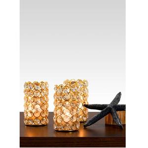 Bougeoirs chauffe-plat en métal cristal doré pour la maison et le mariage Décoration de table Porte-bougie rond - Product Image 1