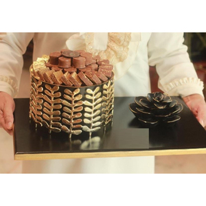 Ensemble de 2 bols à chocolat en métal doré avec plateau bol de service à chocolat dernier cri pour la vente en gros de plateaux de serveur de bonbons sucrés - Product Image 6