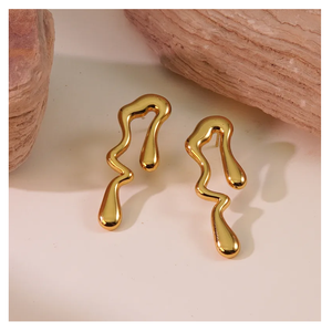 ต่างหูแฟชั่นทรงหยดน้ำทำจากโลหะสุดสร้างสรรค์ต่างหูเม็ดหยดน้ำสำหรับผู้หญิงต่างหูยาวทรงเรขาคณิตสีทองแนววินเทจ - Product Image 3