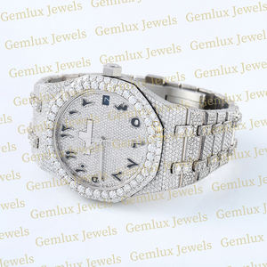 Diseño de lujo Iced Out D VVS Moissanite Diamond Pass Diamond Tester Fecha automática Dial árabe Hip Hop Diamond Watch - Product Image 2