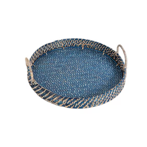 Handwicker Natural Round Rattan Serving <b>Tray</b> with Handles High Quality Serving <b>Tray</b> Made by Vietnamese Factory - Product Image 2