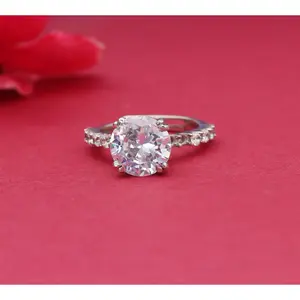 Anillo de Compromiso de Plata 925 para Mujer con Circonita Cúbica de Alto Pulido, Anillos de Cristal de Alto Pulido - Product Image 4