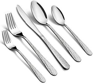 Ensemble de couverts en acier inoxydable gravé fabriqué en Inde, couverts italiens classiques en argent et or, réutilisables, pour la cuisine, pour les mariages - Product Image 1