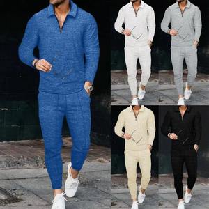 2023Conjunto de POLO de mezcla de algodón con cremallera para hombre, traje de manga larga, ropa deportiva para hombre, ropa deportiva de manga larga, para hombre - Product Image 2