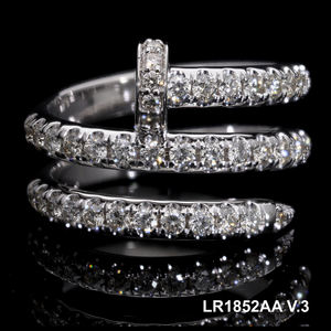 Anillo de oro de 14 quilates con envoltura en espiral moderna con diamantes redondos naturales de 1ctw en Ajuste de punta, joyería de declaración multibanda contemporánea - Product Image 1