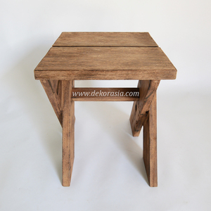 Taburete de Madera Maciza Hecho a Mano de Estilo Vintage, Duradero, Ecológico, Personalizable en Color y Logotipo, para Sala de Estar, Dormitorio, Patio - Product Image 6