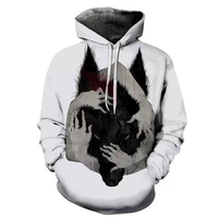 Sudadera con Capucha de Moda para Hombre, Diseño de Doble Cabeza de Lobo 3D, Bordado y Sublimación, Forro Polar Antipilling de 180g, Gran Venta