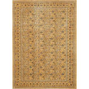 Aalam Gold Hand Knotted Wool <b>Rug</b> Paem-1458 Classic Floral Pattern for Home 9x12 Rectangle for Living Room Bedroom Teen's <b>Space</b> - Product Image 1