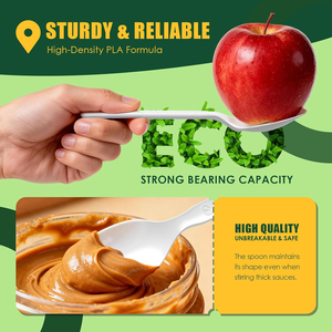 Juego de Cubiertos Compostables, Tenedores, Cucharas, Cuchillos, PLA, PS, PP, Desechables, Biodegradables, Ecológicos, Reciclables, Libres de BPA, Aptos para Alimentos - Product Image 3