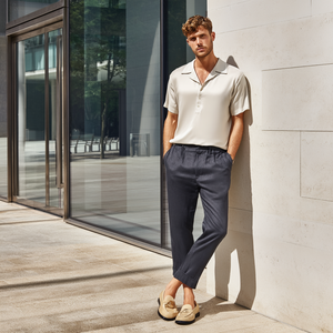 Polo de Lujo para Hombre 2026-2026, Cuello Abierto, Seda y Algodón, Diseño Sólido, Tejido de Punto - Product Image 5