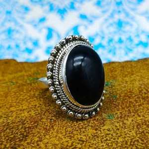 Joyería de estilo de diseño bohemio, anillo de piedra de forma ovalada de ónix negro genuino Natural hecho a mano, anillos finos de Plata de Ley 925, joyería - Product Image 2