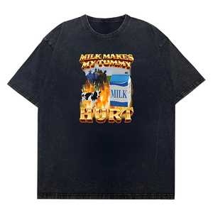 T-shirt grafica divertente da latte "il latte mi fa male la pancia" intollerante al lattosio - Product Image 6