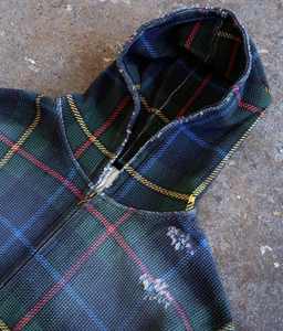 Sweat à capuche surdimensionné vintage pour homme en coton 100% à carreaux gaufré avec fermeture éclair brodée personnalisée, délavé au soleil et délavé - Product Image 4