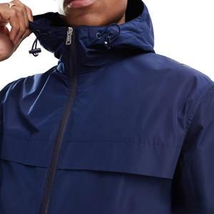 Chaqueta de Lona Extra Grande para Hombre, a la Moda, con Cuello Alto, Cortavientos, Cierre de Cremallera, Logotipo Frontal Regular, Abrigo para Exteriores - Product Image 4