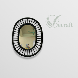 2023 Custom <b>Hanging</b> Bohemian Black Oval Rattan <b>Wall</b> <b>Mirror</b> Wood Hook Minimalist Decor Living Room Bedroom Bathroom Wholesale - Product Image 4