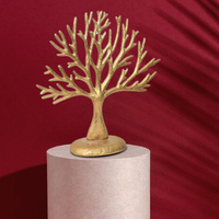 Sculpture d'arbre en aluminium fabriquée en usine en Inde avec finition en or Sculpture et base en métal de la pièce maîtresse de table festive