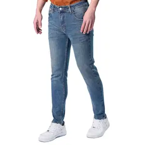 Disesuaikan Logo pria Jeans Skinny berkelanjutan In-Stock item 2% Spandex + 98% katun ritsleting Fly Vietnam produsen