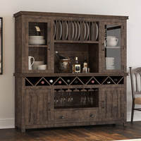 Meuble de salle à manger/bar en teck massif de style farmhouse, éco-responsable, avec porte vitrée, pour cuisine, en bois de Java