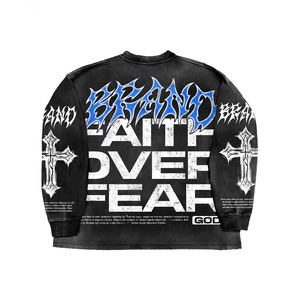 Sweat-shirt à col rond unisexe sur mesure 2026, taille plus, 100% coton, 320 g/m², pull uni, écologique, respirant, impression OEM ODM - Product Image 2