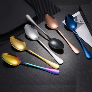 Silver <b>Gold</b> Finished Handle Spoon Fork Kitchen Tabletop Flatware <b>Sets</b> Hotel Dinnerware <b>Cutlery</b> Hotel Catering Use\\ - Product Image 3