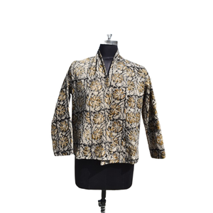 Chaqueta Pana Hand-Block en Bagru Estampado Artesanal Patrón Floral Acolchado y Transpirable Algodón Relleno Producto Terminado - Product Image 1