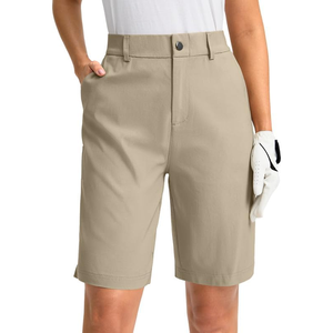 Pantalones cortos de golf de algodón transpirable para mujer, pantalones cortos básicos atléticos de cintura alta suave con decoración de bolsillo, suministro al por mayor - Product Image 1