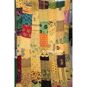 100% Cotton Vintage <b>Kantha</b> Quilt Bedspread Queen Size Ralli <b>Throws</b>-Print Pattern Coverlet for Home Use for Hotels - Product Image 2
