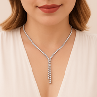 Collier en forme de Y en diamant, or blanc 18 carats, élégant, diamant de laboratoire de clarté VS1, certifié HPHT, 5,79 carats, taille brillant, bijoux de luxe