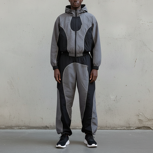 Ensemble de survêtement en nylon coupe-vent Jogger décontracté confortable Ensembles respirants à séchage rapide Fermeture éclair imprimée Survêtement pour homme Grande taille - Product Image 1