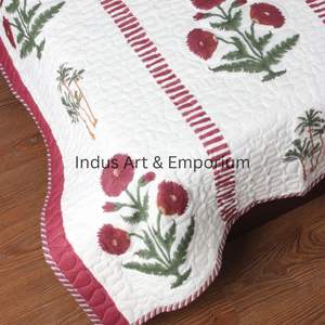 OPPY-colcha acolchada de algodón con estampado de flores, cubrecamas kantha - Product Image 4