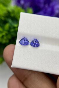 Tanzanite bicolore naturelle et pierre précieuse Zoisite Paire de loupe de forme ronde Loupe bleue propre pour la fabrication de bijoux Pierres précieuses en vrac - Product Image 3