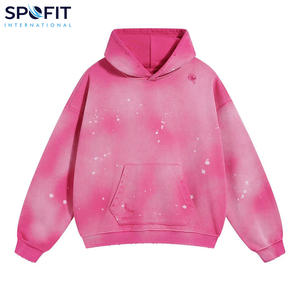 Sudaderas con capucha desgastadas lavadas con ácido, sudaderas con capucha Sun Fade hechas a medida para hombres y mujeres, ropa de calle desgastada de gran tamaño, sudadera con estampado de pintura - Product Image 3