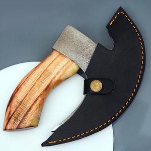 Hacha de Pizza vikinga original forjada a mano profesional al por mayor grado industrial hecha de Funda de cuero de madera última rebanadora de Pizza - Product Image 6